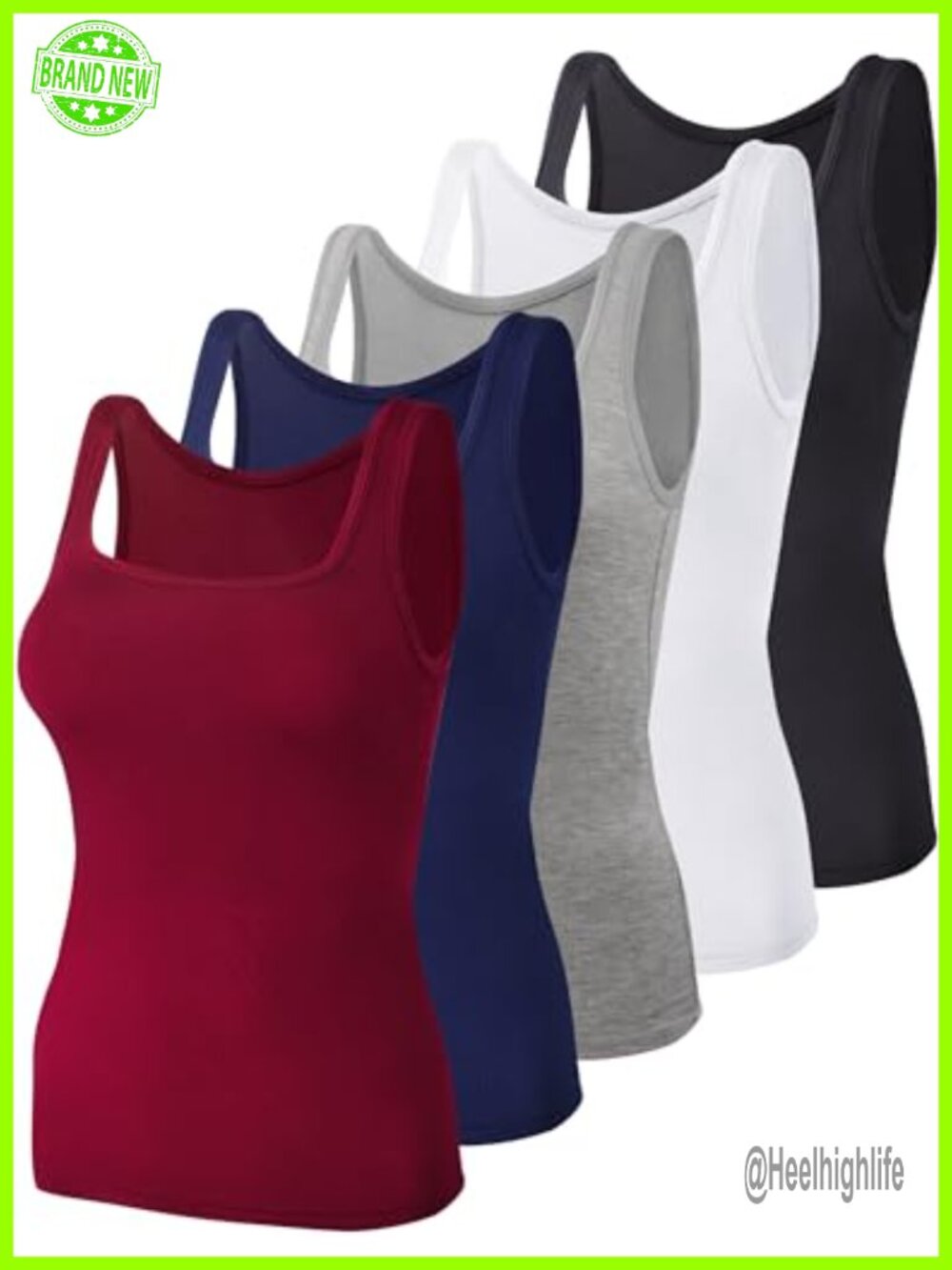 Square Neck Tank Tops Sleeveless Undershirts Viscose Spandex Womens Basic Tanks